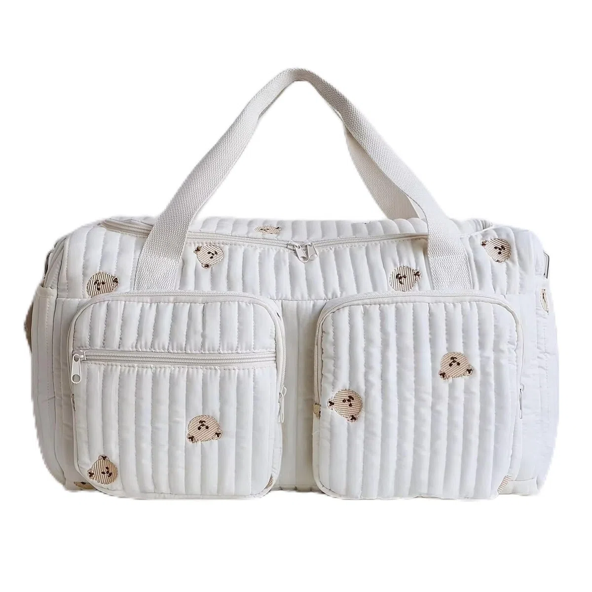 Borsa fasciatoio versatile per mamme, bambino e maternità, borsa fasciatoio, passeggino per mamme, cerniera con ricamo, orso, stampato, per nascita in ospedale, viaggi, passeggino