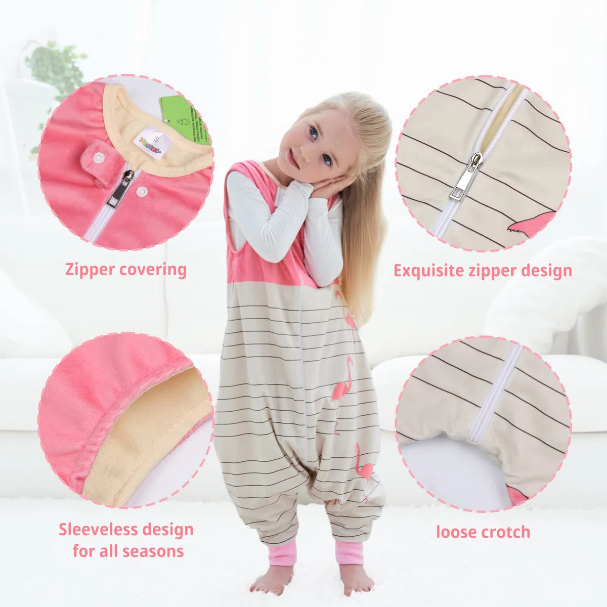 Vine Sacco Nanna Con Piedini 1.5 Tog Super Morbido E Caldo Quattro Stagioni Sacco Nanna Per Bambini 1-6 Anni Con Motivo Animalier