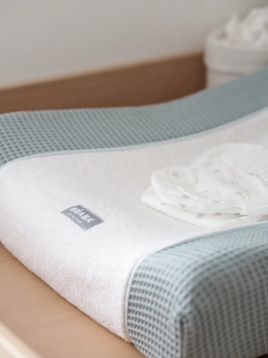 BÉABA Fodera per Materassino Fasciatoio Sofalange, 100% Cotone Biologico, Tessuto a Spugna, Lavabile in Lavatrice, Made in France, Tessuti Certificati Oekotex, Blu