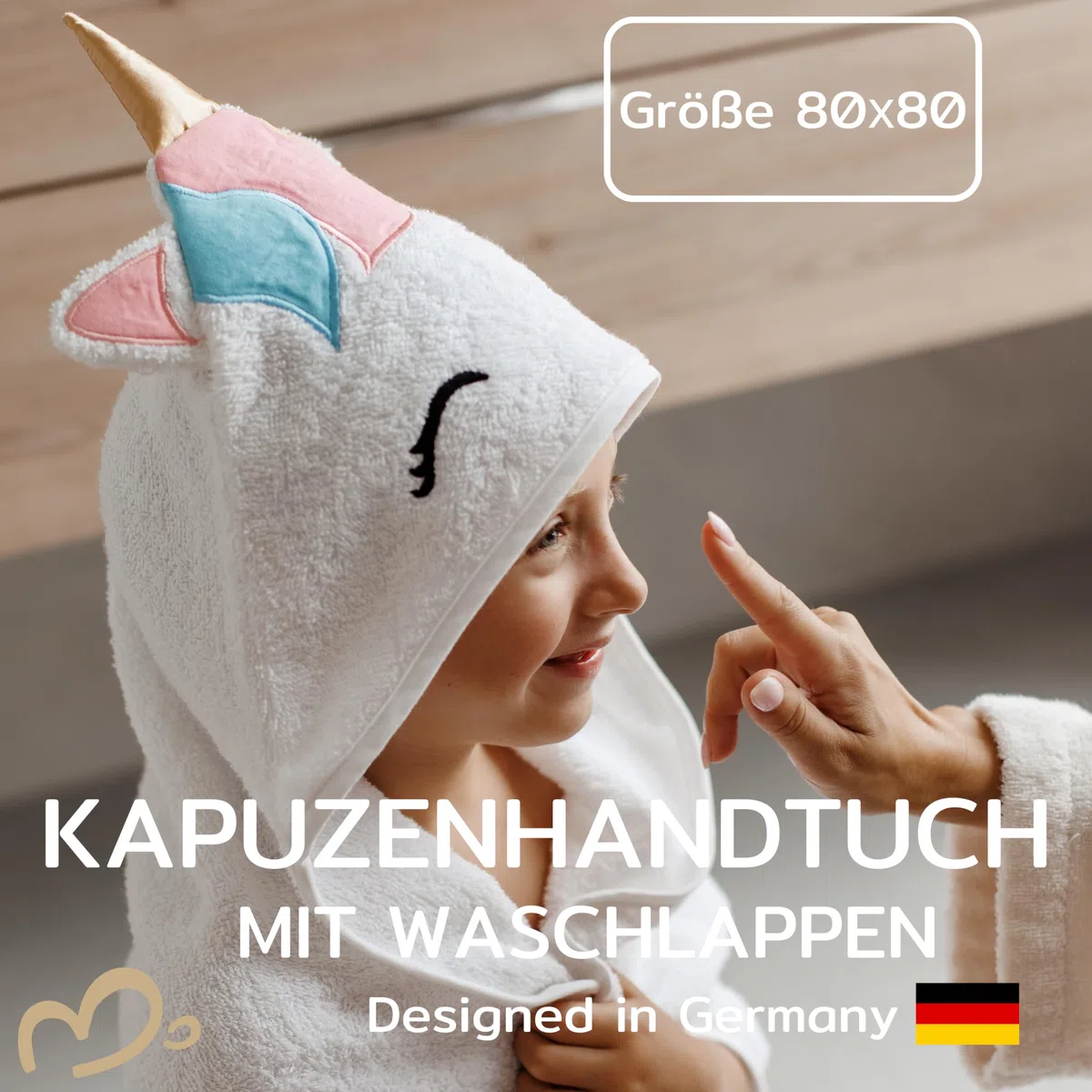Asciugamano unicorno per bambini 0-3 anni – Asciugamano da bagno 80 x 80 cm con cappuccio e asciugamano – Asciugamano per bambini in morbido cotone – Asciugamano da bagno unicorno come