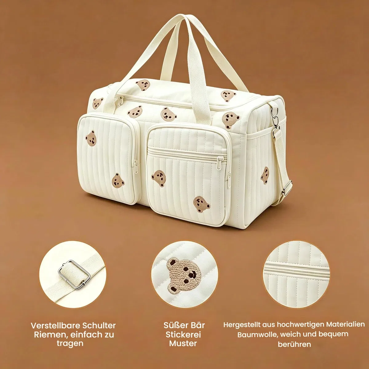 Borsa fasciatoio, borsa per ospedale, per nascita, grande borsa per il cambio del passeggino, borsa per il cambio della mamma, in cotone con ricamo, borsa da viaggio per il viaggio, la nascita in