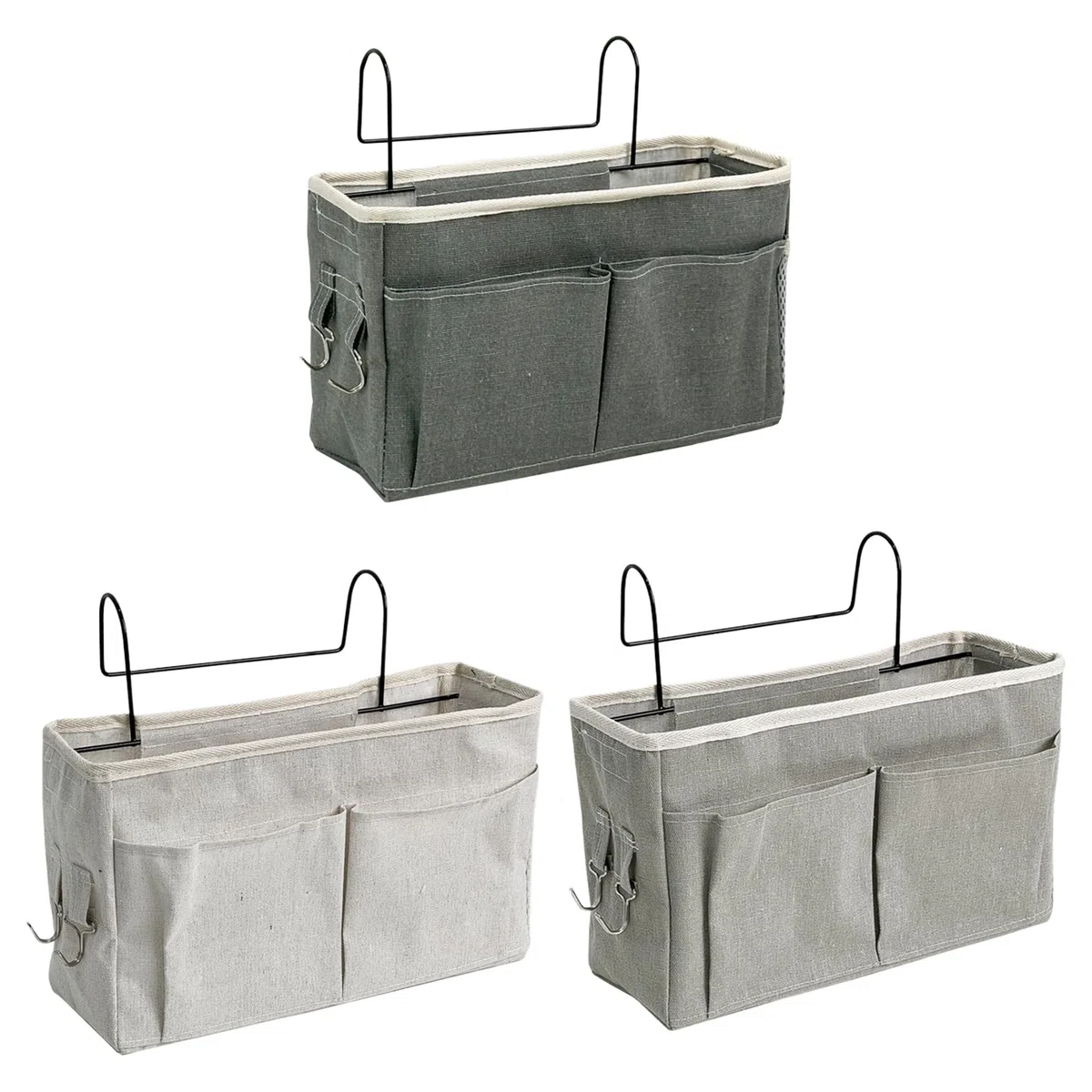 3 Pezzi Tasche Portaoggetti da Letto con Gancio Porta Oggetti da Appendere al Letto Portaoggetti da Letto Appendibile Borsa Appendere Letto per Dormitori Scolastici, Biblioteche