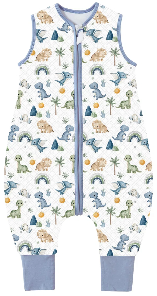 Chilsuessy Sacco nanna con piedi, confezione da 2 pezzi, 1,5 Tog, per bambini, tutto l'anno, 100% cotone, sacco nanna con gambe