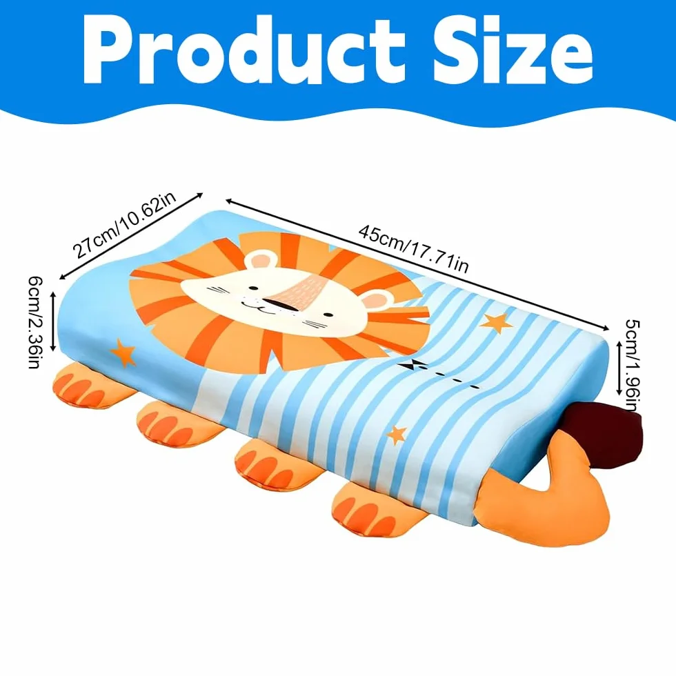 Cuscino Memory Foam Bambini, Cuscino Schlummerkids, Cuscino per Bambini con Federa, Ergonomico, Lavabile a Partire, Con Animali Kawaii, per Bambino a Partire dai 3 Anni in su (Leone)