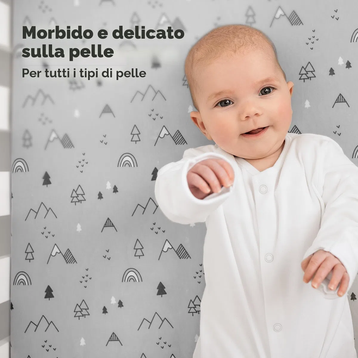 Lenzuolo con angoli per lettino da 70x140 - Set di lenzuola per lettino da bambino, composto da un lenzuolo con angoli e due lenzuolini per lettino, in cotone (Woodland)