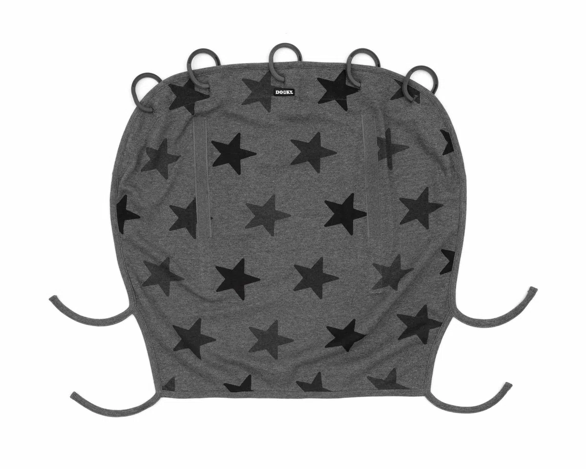 The Original Dooky 126702 Tendina per Sole Vento per Passeggino e Carrozzina, Universale, Regolabile e Traspirante, Grigio con stelle tono su tono - Grey Stars