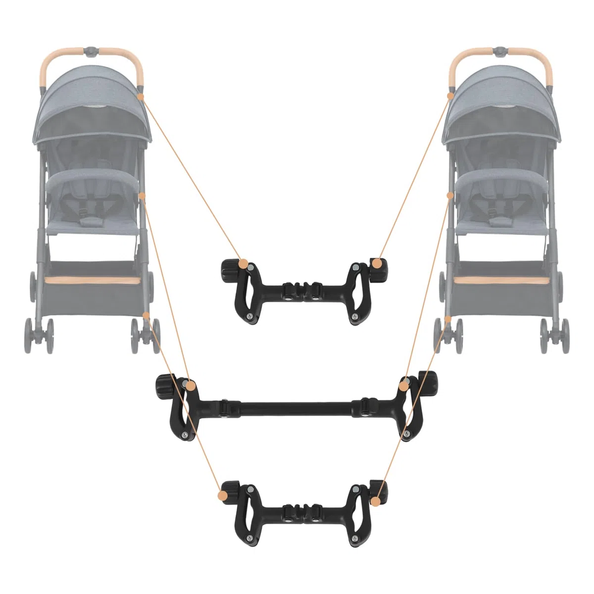 3 Connettori per Passeggini Connettore doppio per passeggino Connettori Universali per Passeggino Connettori a Doppio Stroller