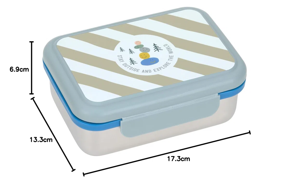 LÄSSIG Scatola per il pranzo dei bambini Scatola per il pranzo in acciaio inox Scatola per la colazione Scuola dell'infanzia sostenibile/Lunchbox Stainless Steel Sunny Explorer green/blue