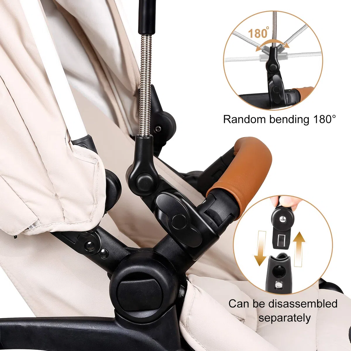 ZjRight Ombrellone per Passeggino, 70cm 50+ UV Ombrello Universale per Bambini e Neonati Protezione Solare per Carrozzina & Passeggino - Grigio Scuro