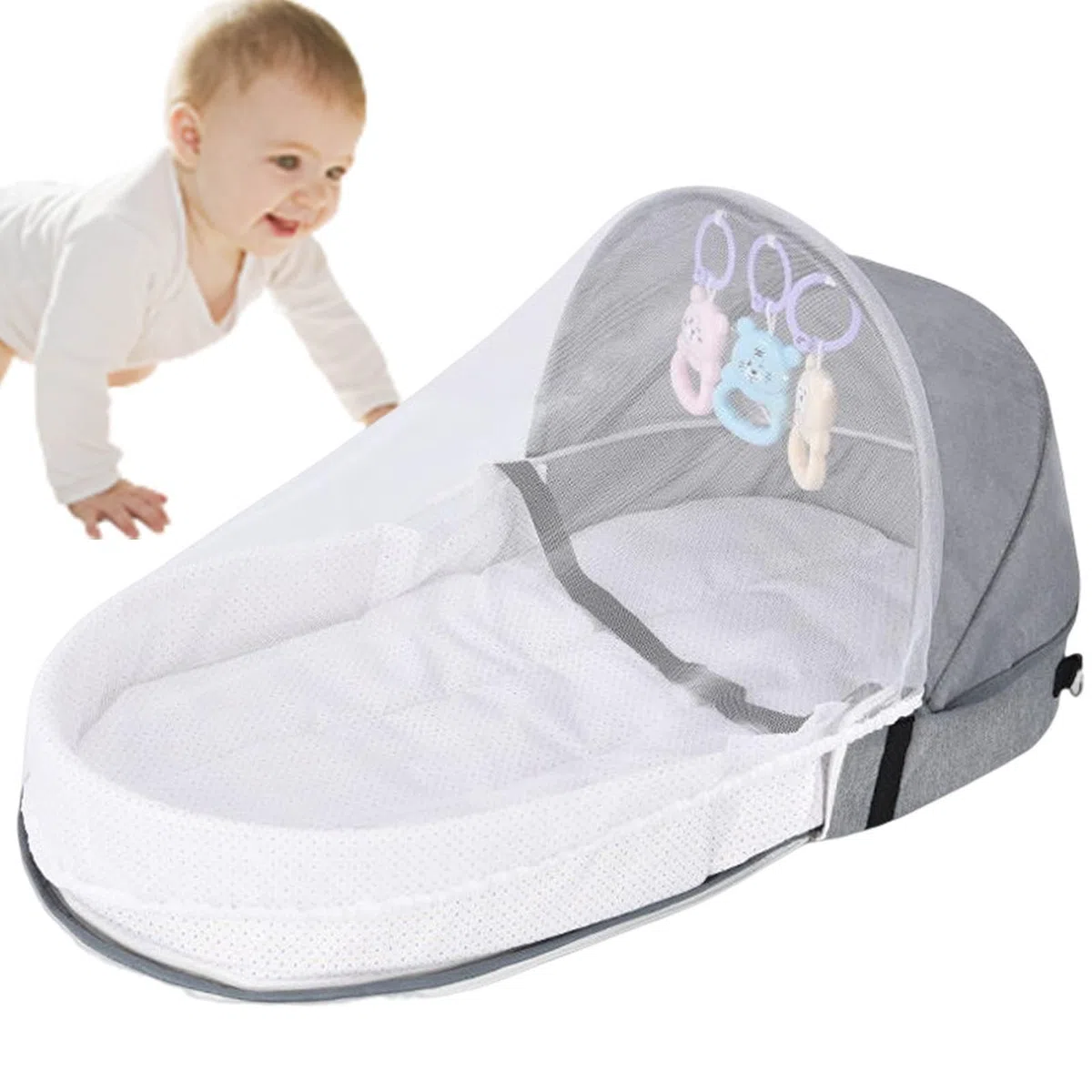 Lettino Da Viaggio Culla Per neonatis - Culla Pieghevole | Con Zanzariera, Nido Accogliente, Lettino Per Bambini | Culla Portatile Per Bambini Con Giocattoli Per Lo Sviluppo E Rete Traspirante