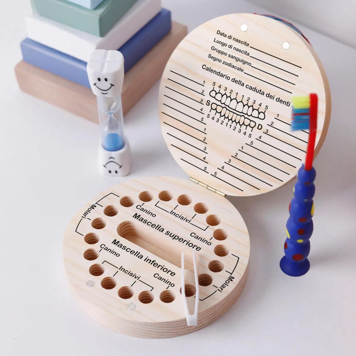 LAUBLUST Scatolina dei dentini personalizzata con nome – Scatola in legno con il topolino dei denti | Regalo per bambini e bambine – Scatola per denti da latte con pinzetta – Ricordo d’infanzia