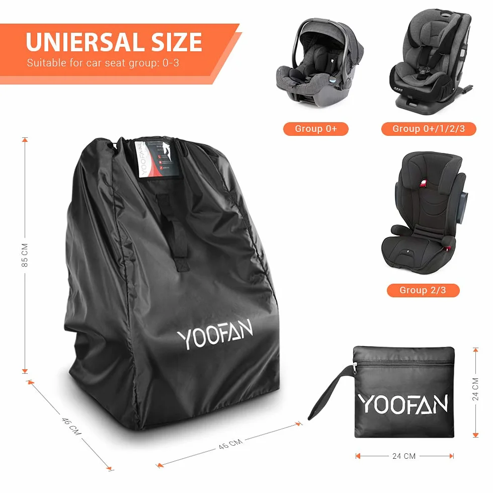 YOOFAN Controllo Gate Borsa da Viaggio con Zaino a Tracolla per Passeggini, Seggiolini Auto, Carrozzine, Booster, Sedie a Rotelle, Resistente all'acqua - Ottimo per Aereo e Bagagli (Nero)