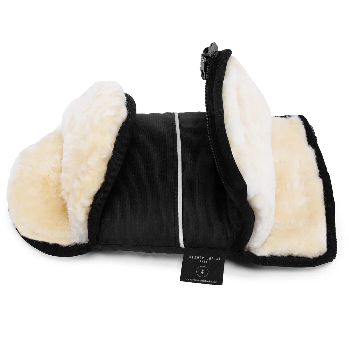 Manicotto per passeggino in pelle di agnello WERNER CHRIST BABY – GLOVY è lo scaldamani ideale per passeggiate in carrozzina in giorni freddi, guanti in pelle d’agnello medicale, in nero