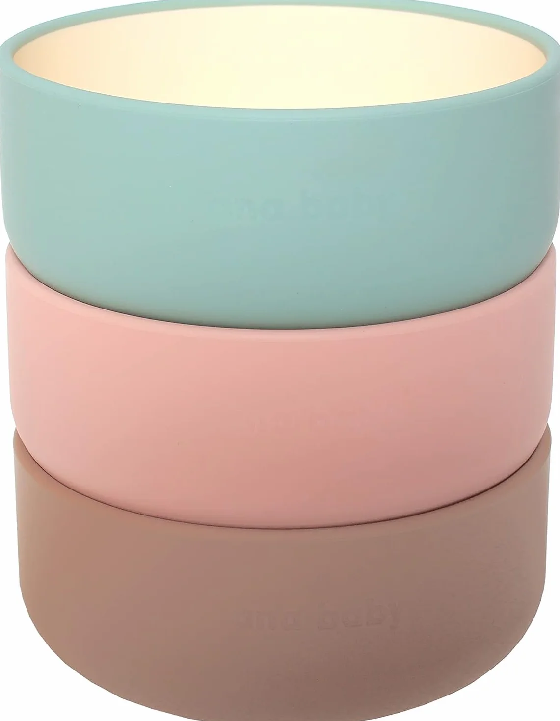ana baby Confezione da 3 ciotole in silicone in colori pastello, in silicone alimentare e senza BPA, perfette per lo svezzamento, lavabili in lavastoviglie e adatte al microonde