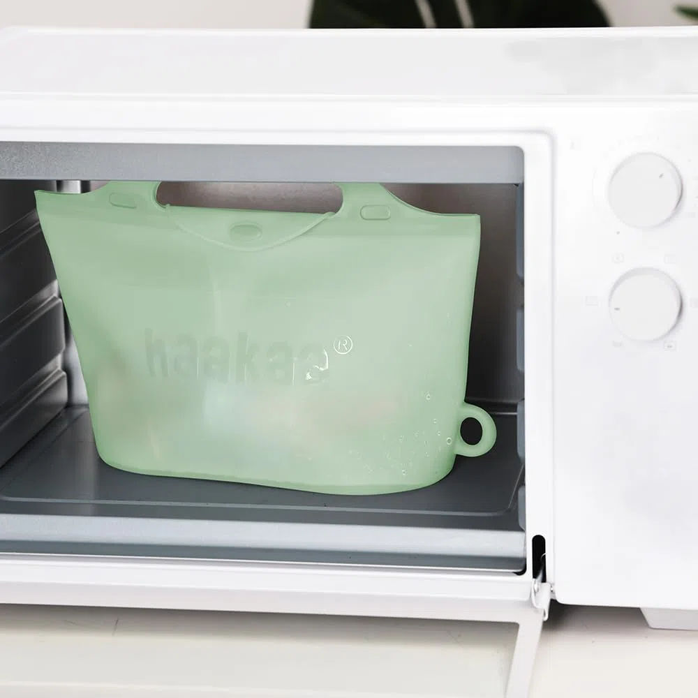 haakaa Sacchetto in Silicone per Cottura a Vapore e Sterilizzazione nel Microonde, Sacchetto Riutilizzabile di Grande Capacità per Biberon/Tiralatte/Accessori/ - Verde/1 Pezzo (1250ml)