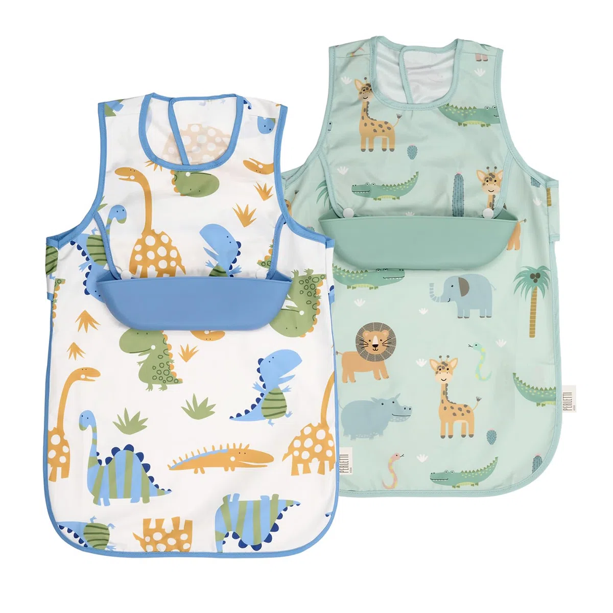 PERLETTI Bavaglini Impermeabili Bambini con Tasca Silicone Raccoglipappa Staccabile - Bavaglino Svezzamento Senza Maniche - Grembiule Pappa Bavaglia Bambino Bambina Lavabile Riutilizzabile