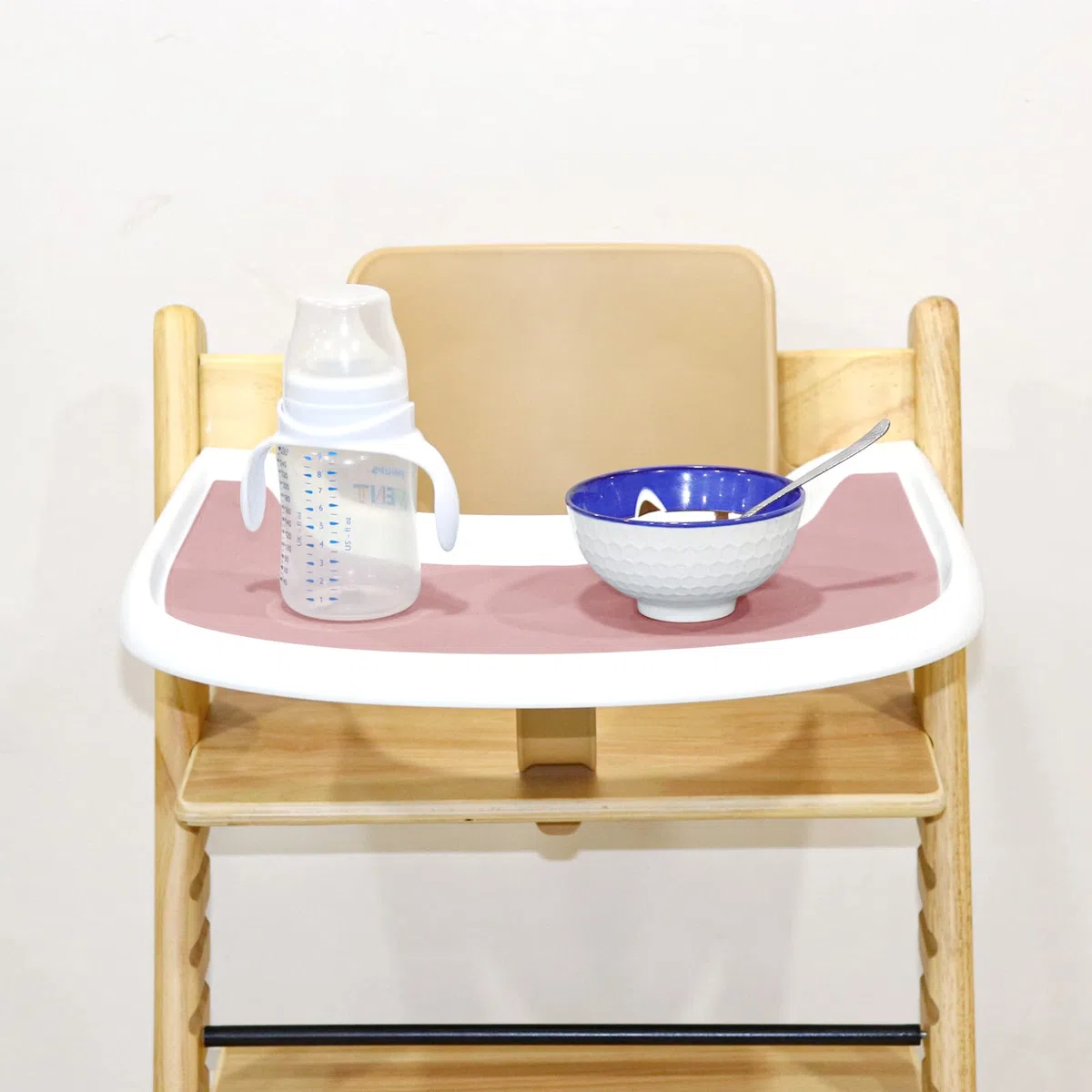 Tovaglietta per seggiolone, 2 pezzi, in silicone, pulita e igienica, per Stokke Tripp Trapp, vassoio per seggiolone Stokke Tripp Trapp (grigio/rosa)
