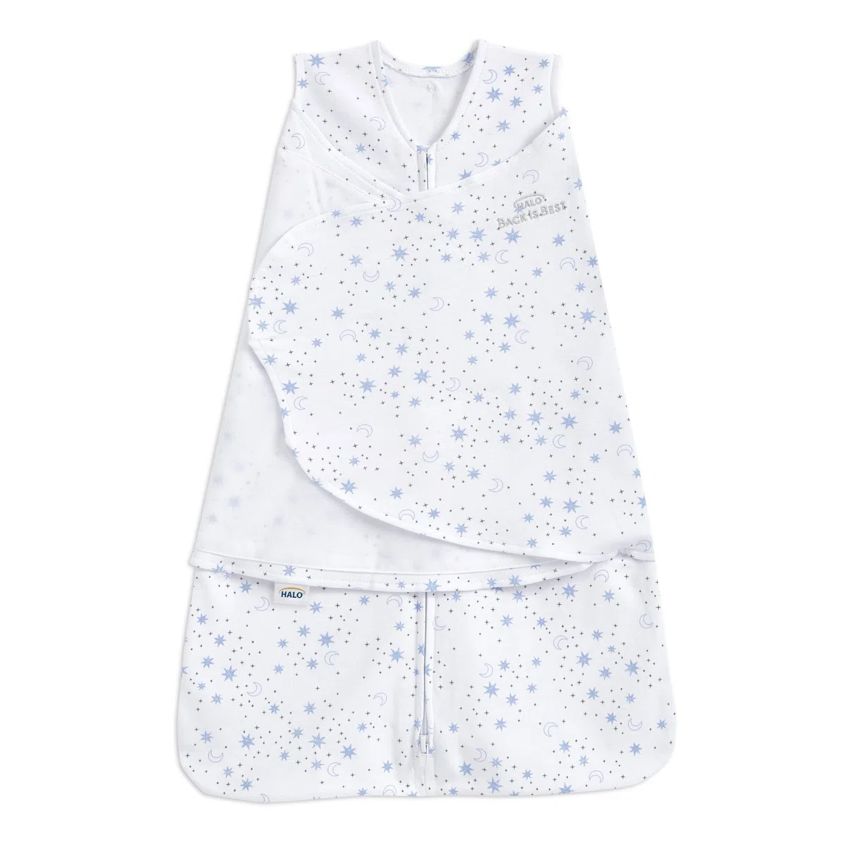 HALO - Sacco nanna Sleepsack, da 1,5 tog, 100% cotone, coperta per neonati unisex, 3-6 mesi, motivo con lune, blu
