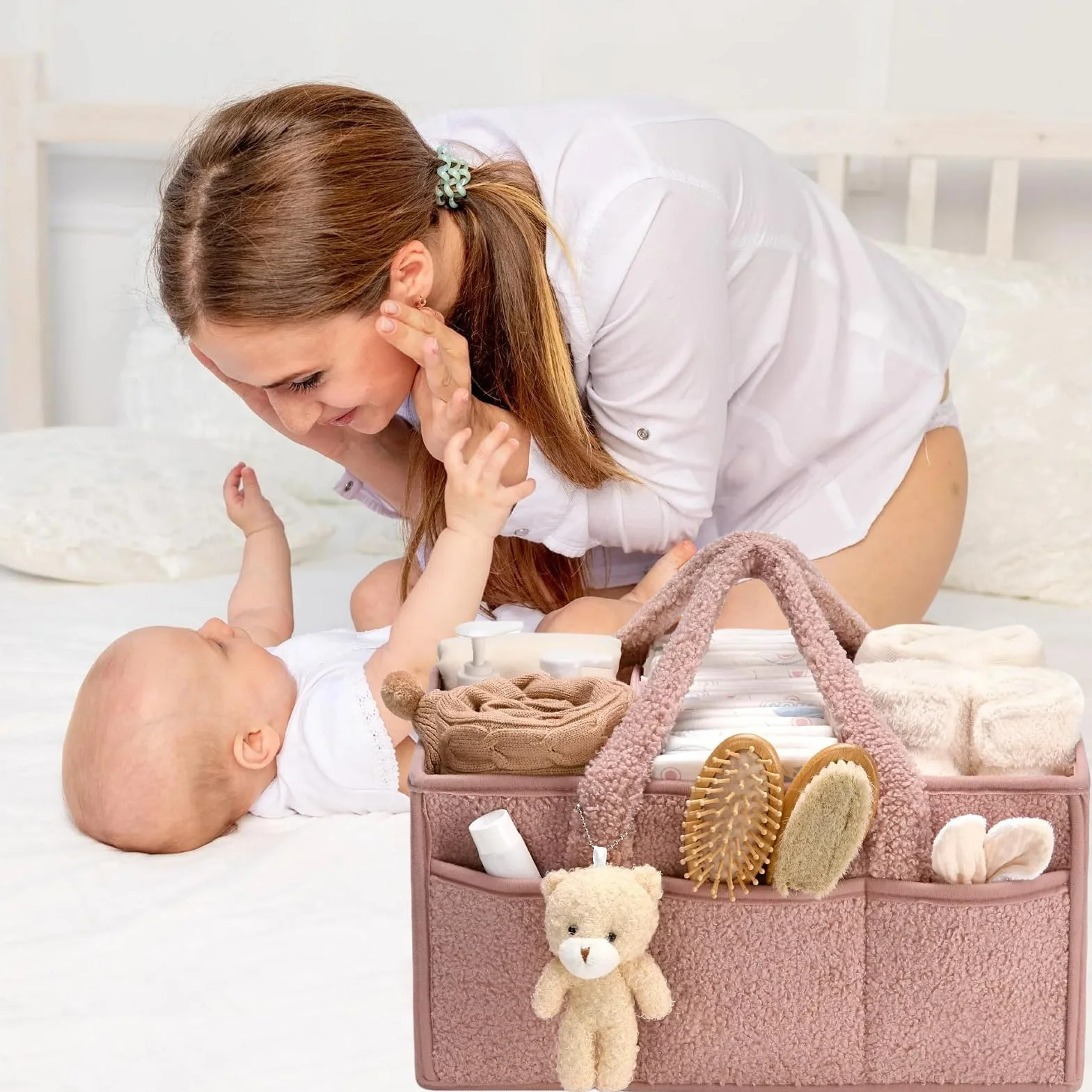 Generico Cestino Portaoggetti per Bambini, Organizzatore per Pannolini per Bambini, Cestino Organizzatore per Neonati, Cestino Portaoggetti Portatile per Bambini, Cestino Portaoggetti in Feltro per