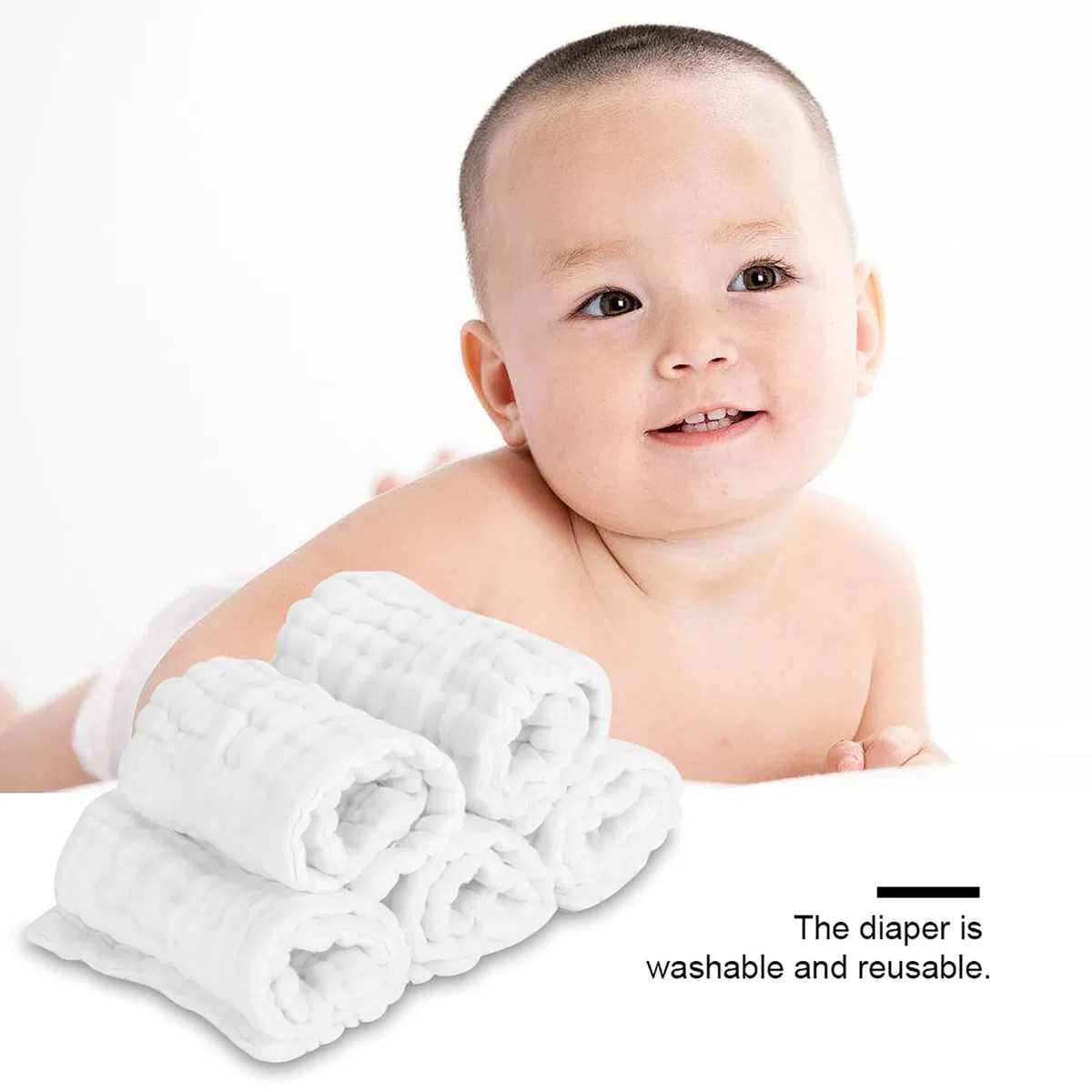 Pannolini Riutilizzabili in Garza di Cotone 12 Strati per Neonati Bambini Confezione da 5 Pezzi 35x15 cm Lavabili Ecologici Sostenibili Ideali per Pelle Sensibile