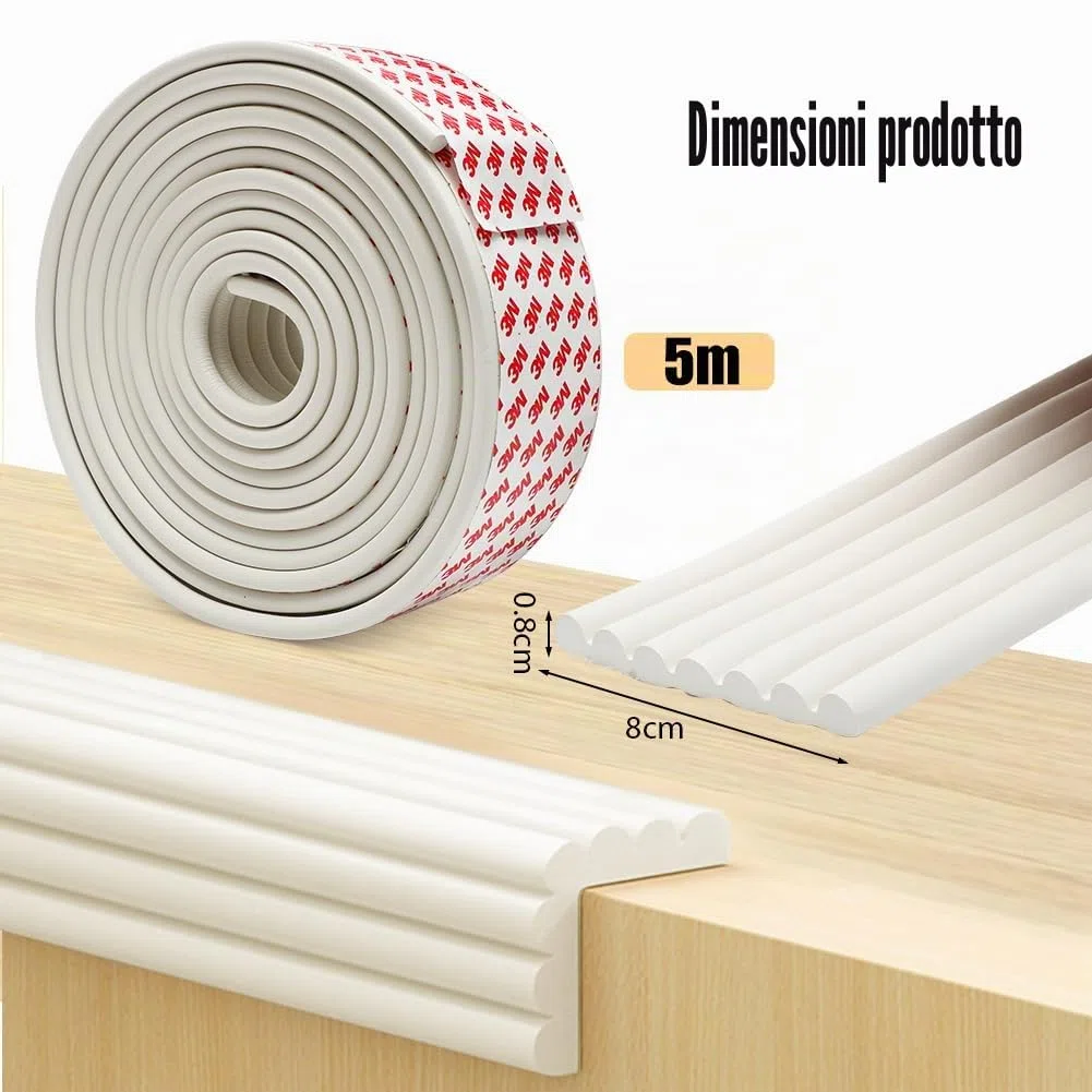 RANJIMA Universale Protezioni 500cmx80mmx8mm, Multiuso Schiuma Protezioni per Bordi Autoadesivo Sicurezza dei Vostri Bambini e Neonati, Protettiva Antiurto Bordi Protettivi Angoli delle Pareti,Mobili