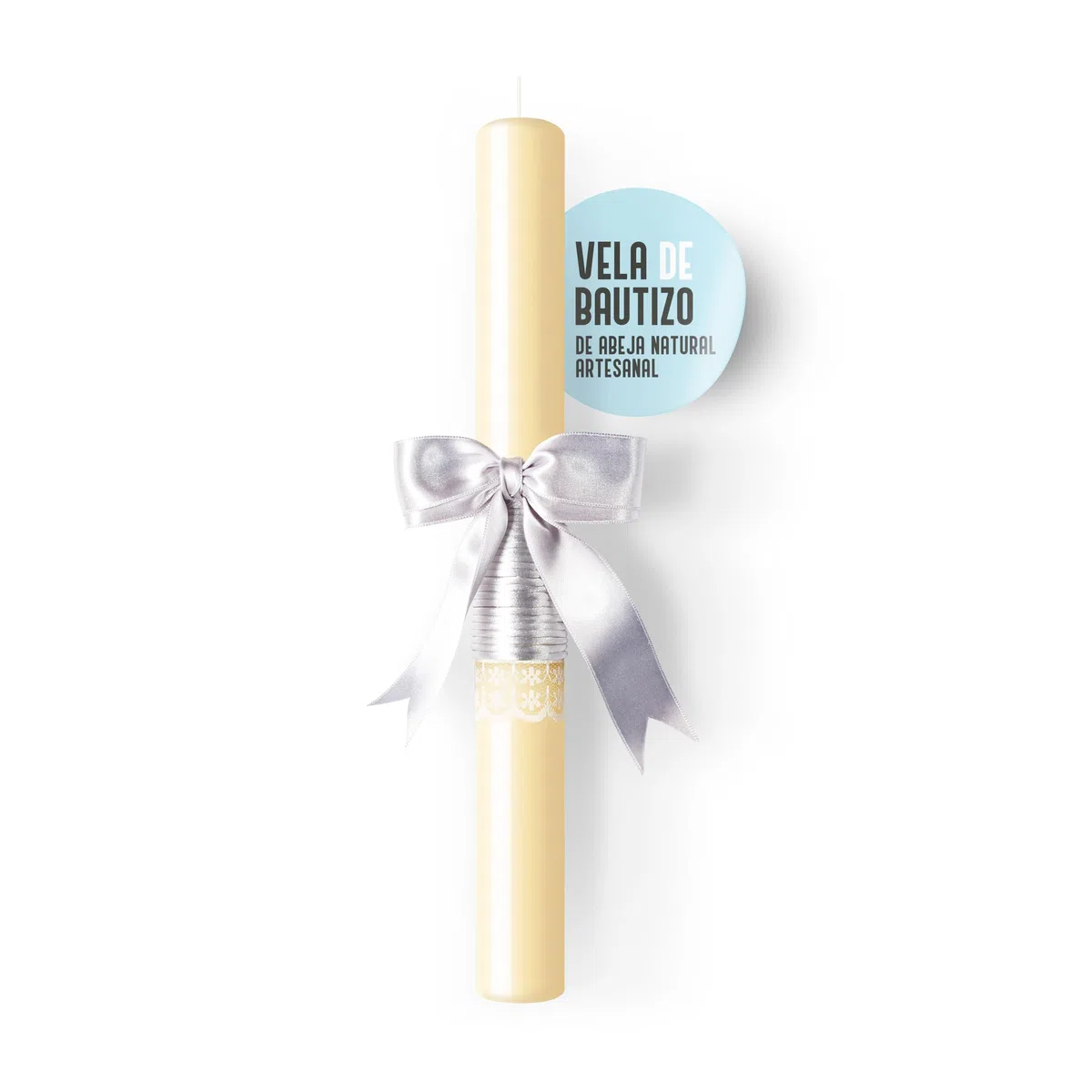 Candela Battesimo Padrini per Regalare Cirio Battesimo Bambina Artigianale Cera d'api Naturale Candela Bianca