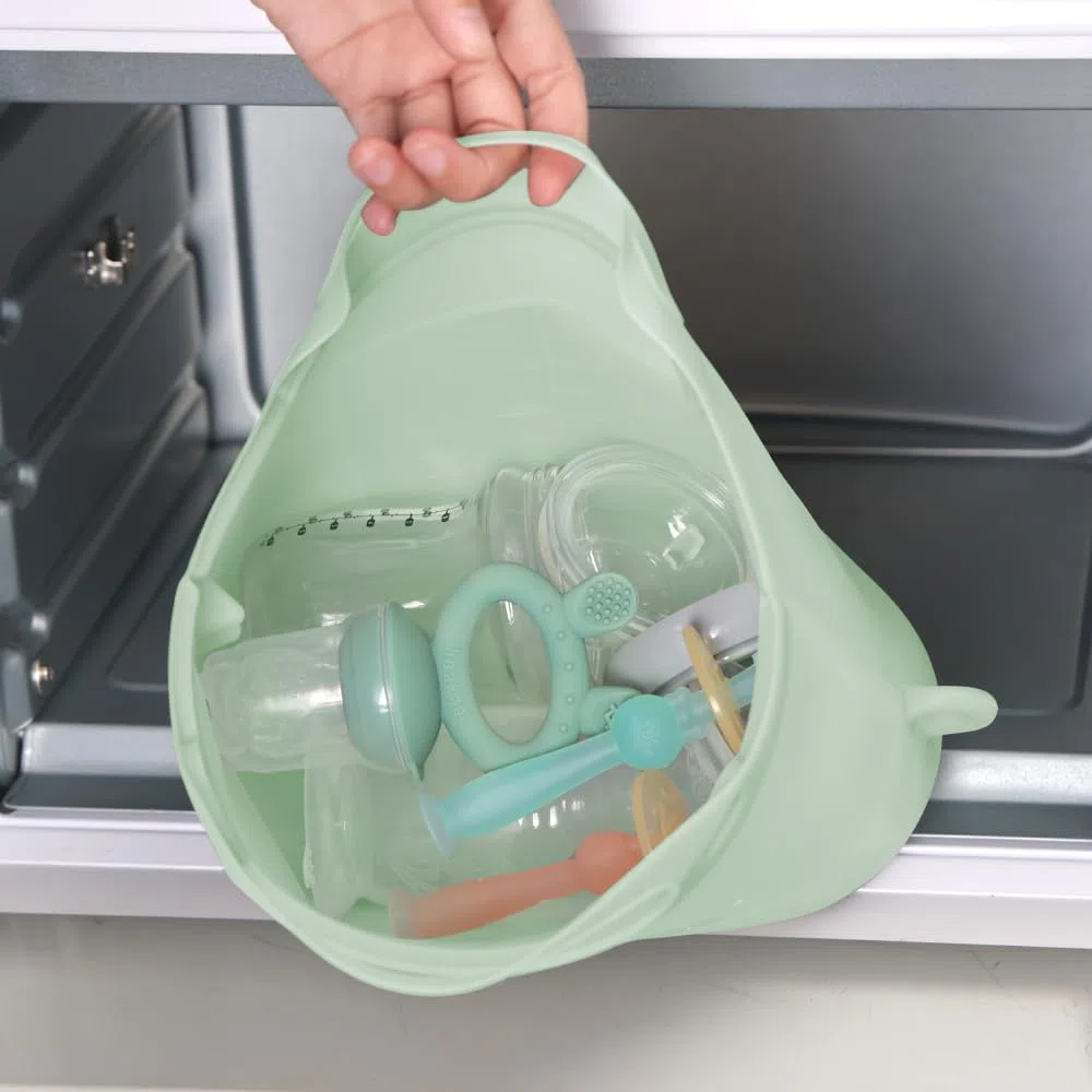 haakaa Sacchetto in Silicone per Cottura a Vapore e Sterilizzazione nel Microonde, Sacchetto Riutilizzabile di Grande Capacità per Biberon/Tiralatte/Accessori/ - Verde/1 Pezzo (1250ml)