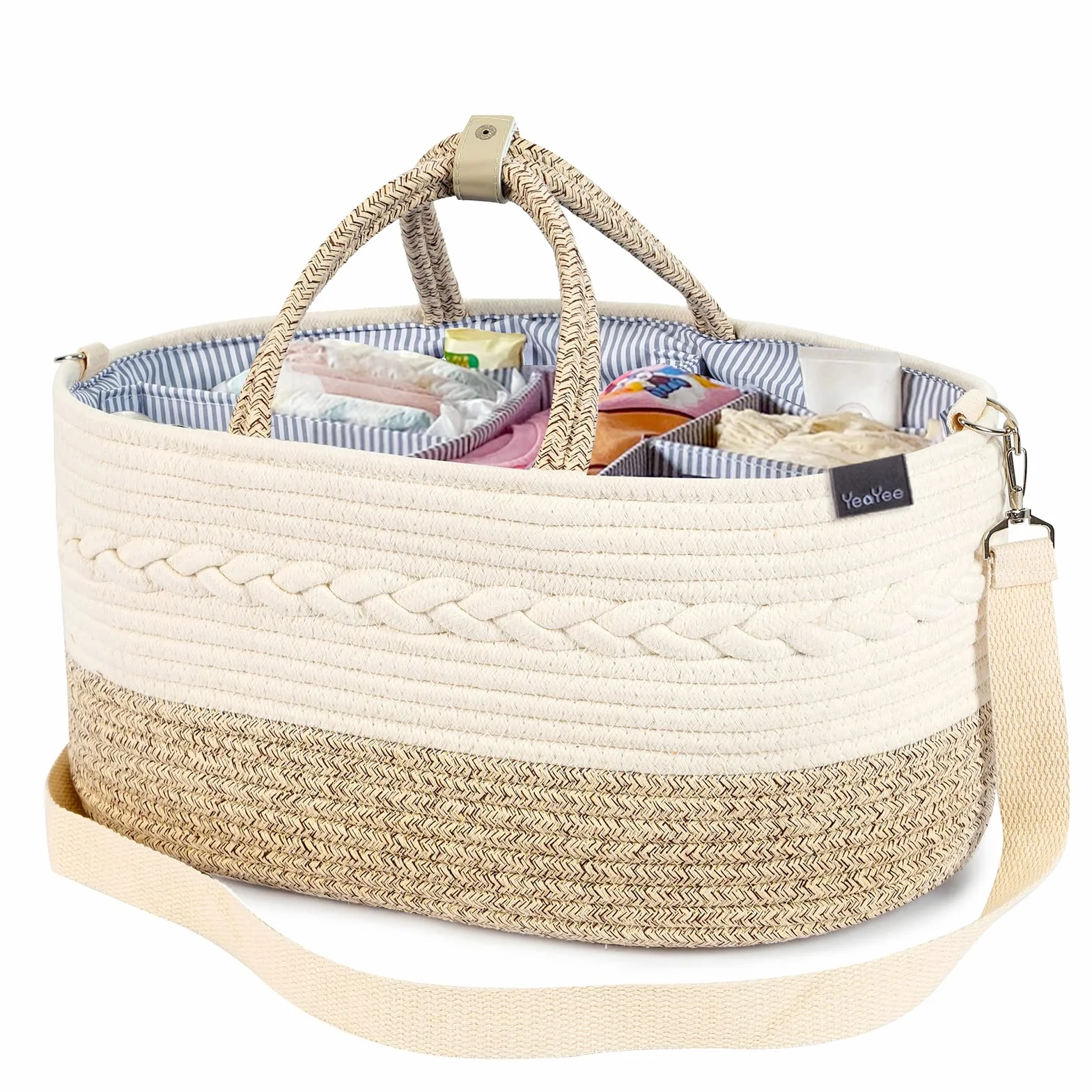 Organizzatore per pannolini per bambini, cestino portaoggetti con scomparti intercambiabili, 100% tela di cotone portatile, per cambiare il pannolino, regalo per la nascita