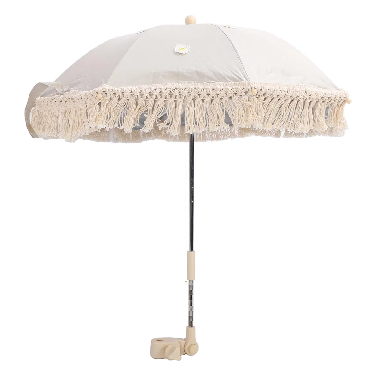 dsheng Ombrelloni da Esterno per Bambini, Ombrellone per Passeggino con Morsetto Regolabile, Ombrellino per Protezione UV per Bambini per Carrello Sedia a Rotelle Sedia da (Beige con