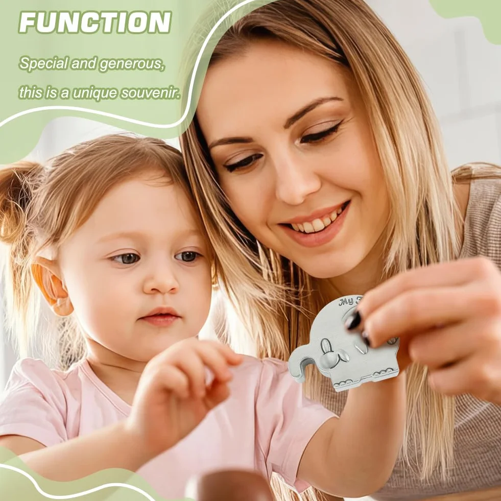 FINGERINSPIRE 2 scatole dei ricordi per primo ricciolo e il mio primo dente in argento anticato, con denti di elefante, set per bambini, battesimo, doccia