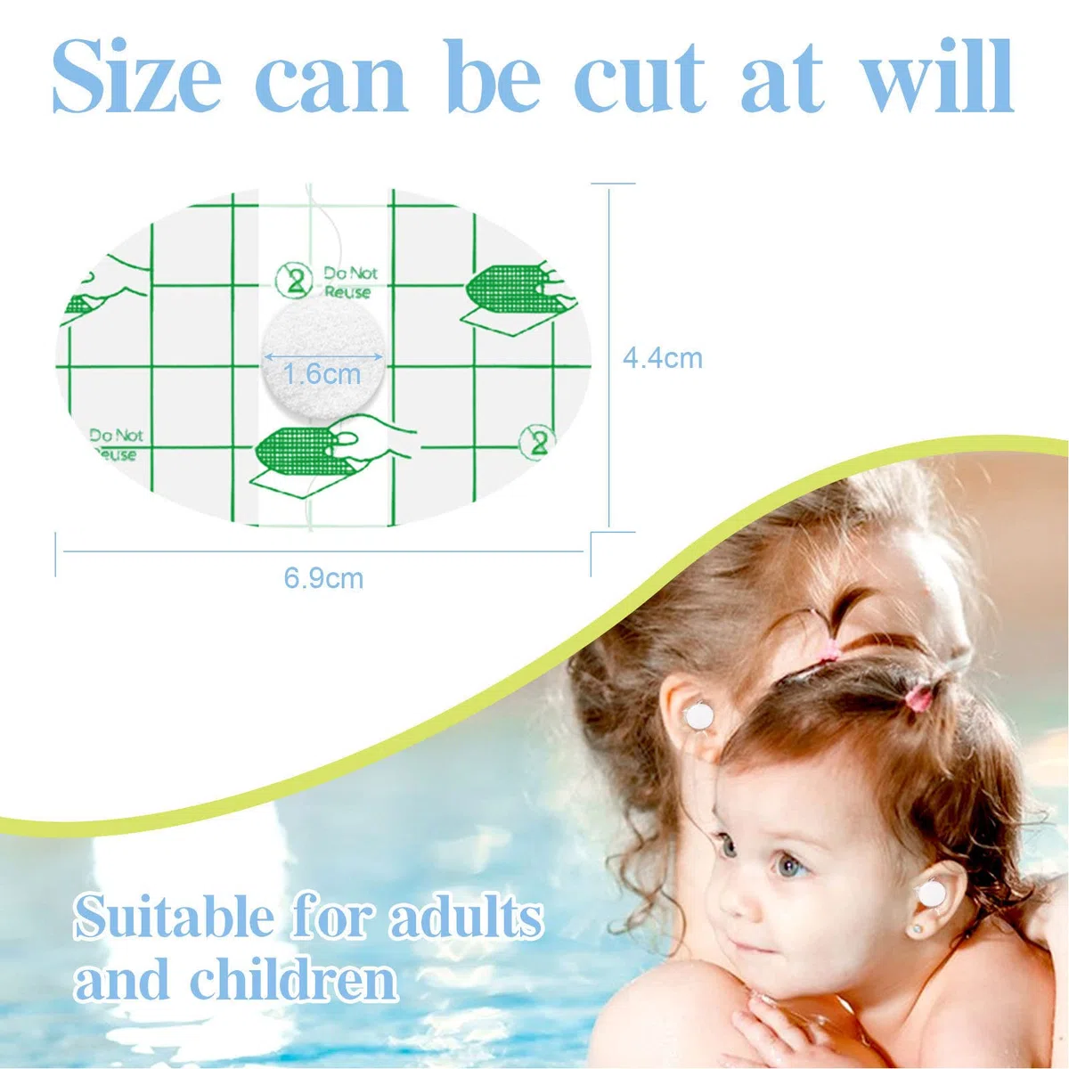 Protezione Orecchie Acqua Bambini, 60 pezzi Copri Orecchie Per Piscina Bambini Cerotti Orecchie ottimo adesivo per le orecchie dei bambini