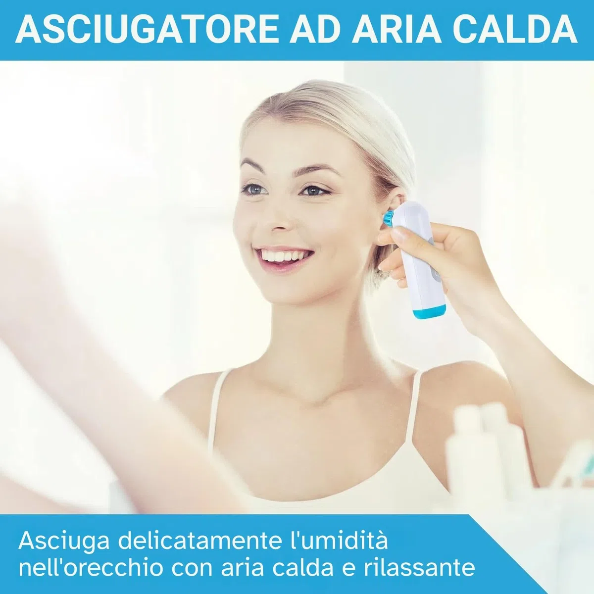 Asciugatore Elettrico per Orecchie di Tilcare - Asciugatore per Orecchie Ricaricabile per Nuotare, Fare la Doccia - Con 3 Punte per Asciugare le Orecchie e Custodia per il Trasporto