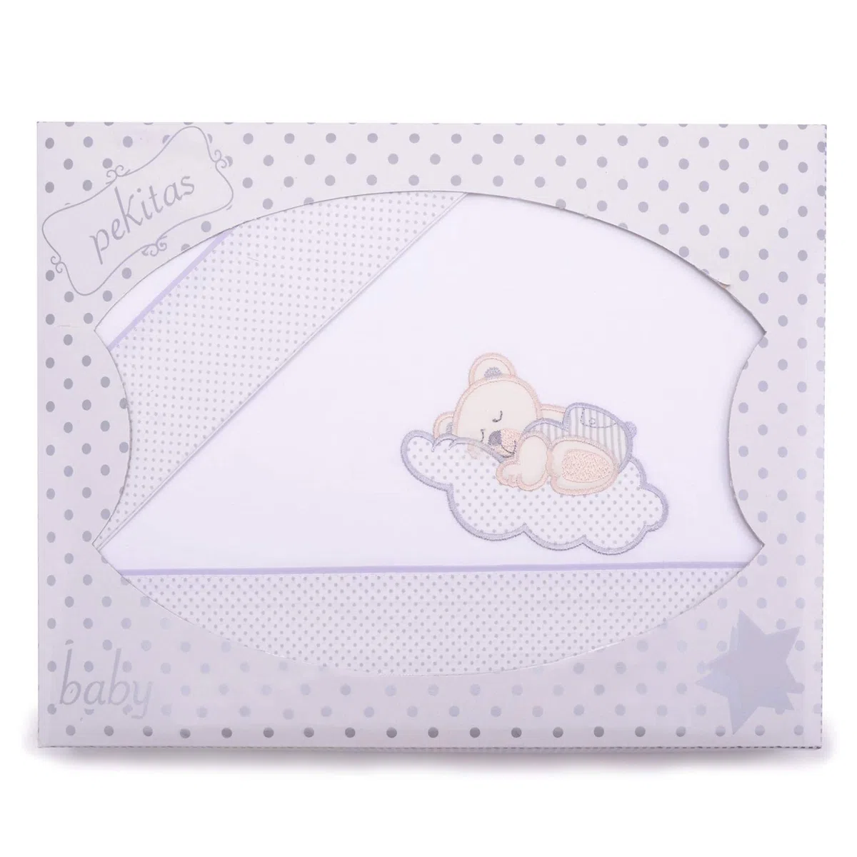 PEKITAS Bebe Set di lenzuola sottili 3 pezzi per lettino 60 x 120 100% cotone (Orso Nuvola Bianco)