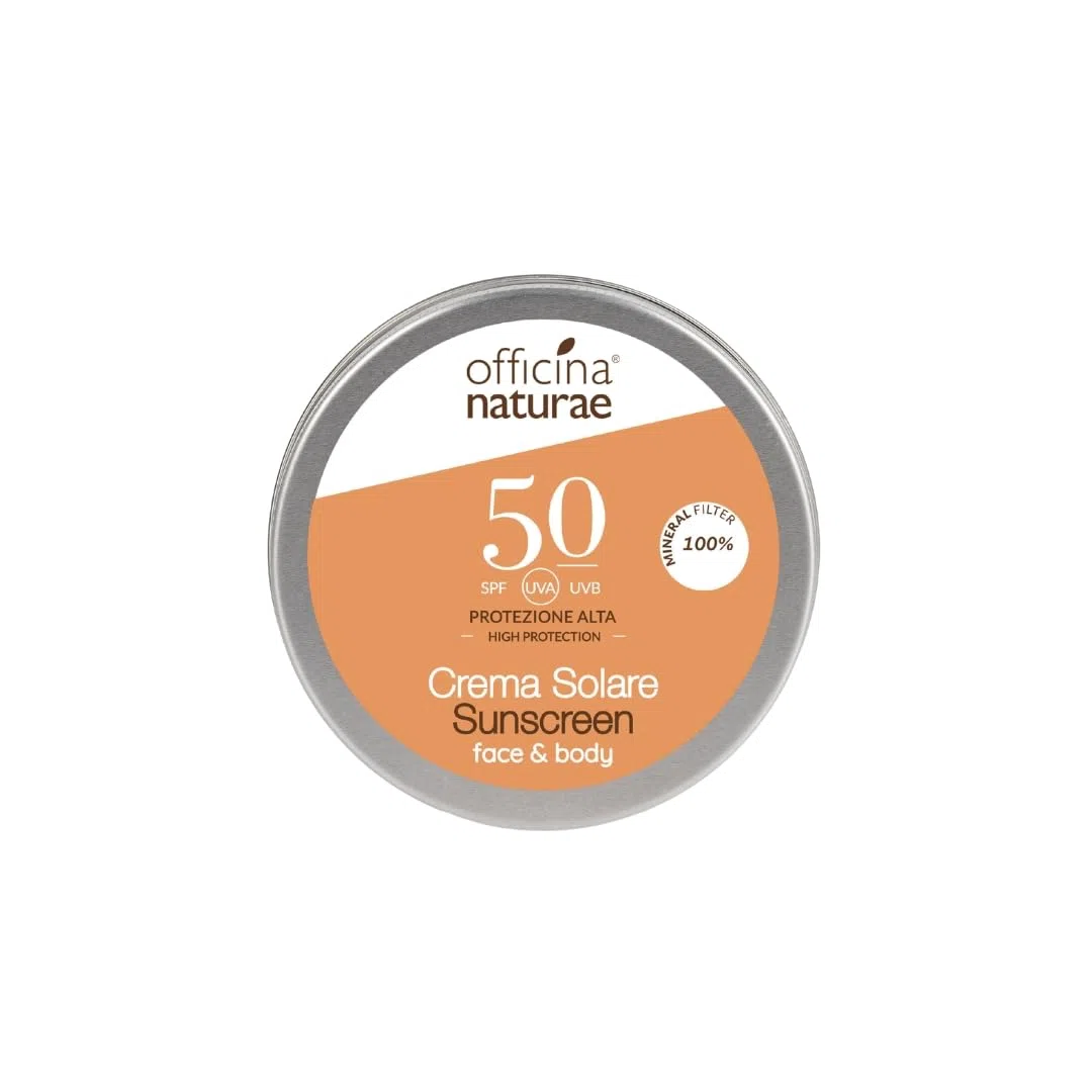 OFFICINA NATURAE - Crema Solare Corpo SPF 50 con Filtri Minerali e Vegetali, Protezione Alta UVA UVB, Estratto di Cassia Alata, Linfa di Vite e Carota Biologica 75ml