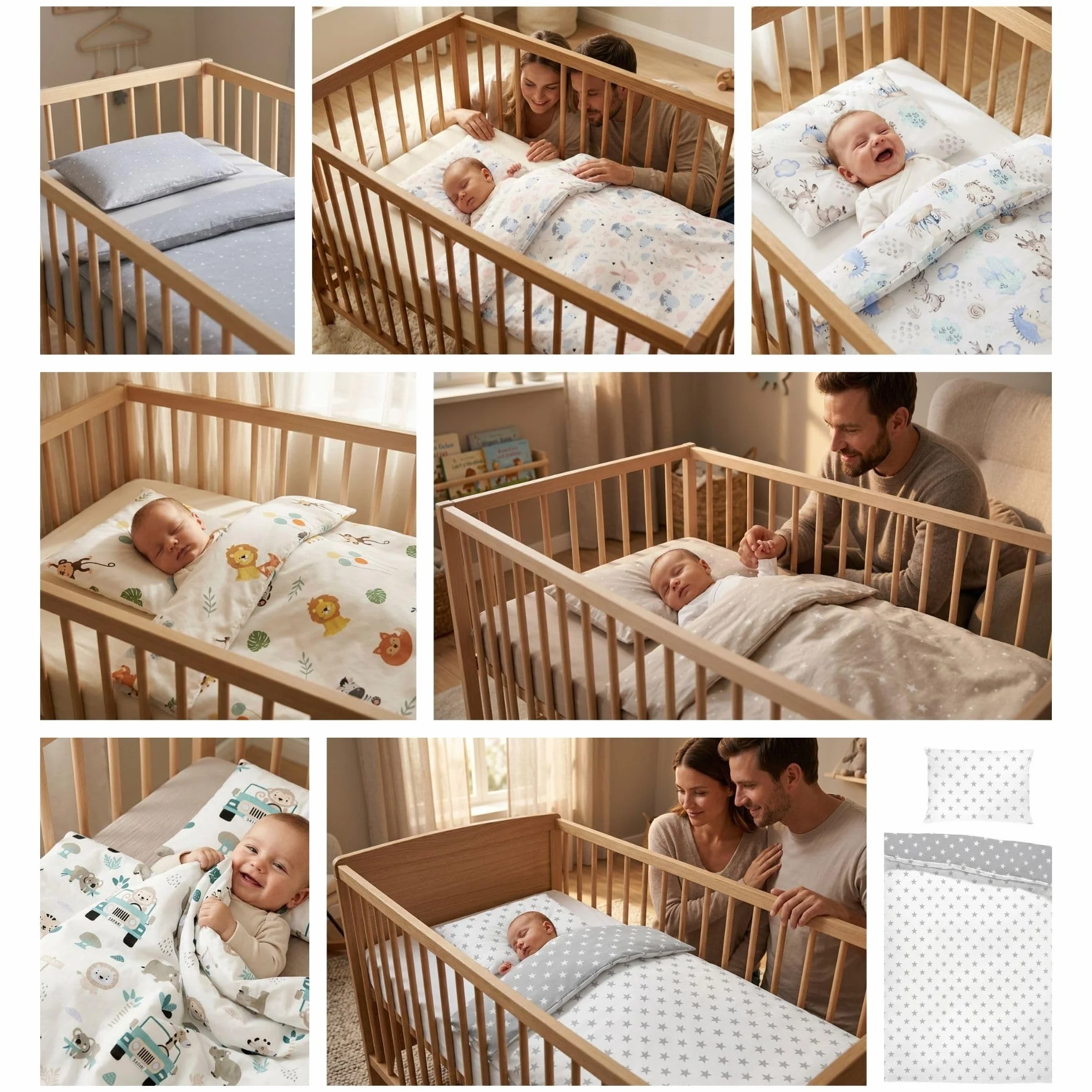 Totsy Baby Copripiumino lettino neonato 90x120 cm - Cotone parure di copripiumini bambino e bambina per culla Set lenzuolo per piumino 90 x 120 cm con federe 60 x 40 cm Oeko-Tex