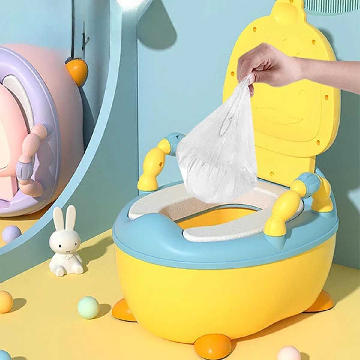 perfeclan Sedile vasino da bagno in vasino per bambini, versatili portatili sedile del bagno di allenamento vasino per la guida di viaggio, Giallo