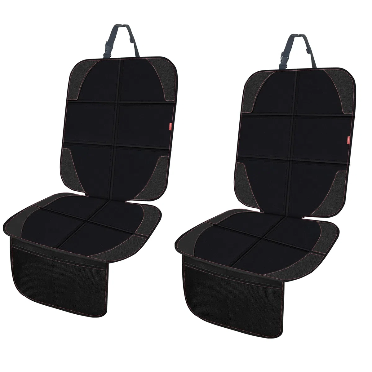 MORROLS Set di 2 protezioni per sedili auto, in pelle, con fondo antiscivolo, impermeabili, grandi tasche a rete in pelle e tessuto, per SUV, berlina, bagagliaio
