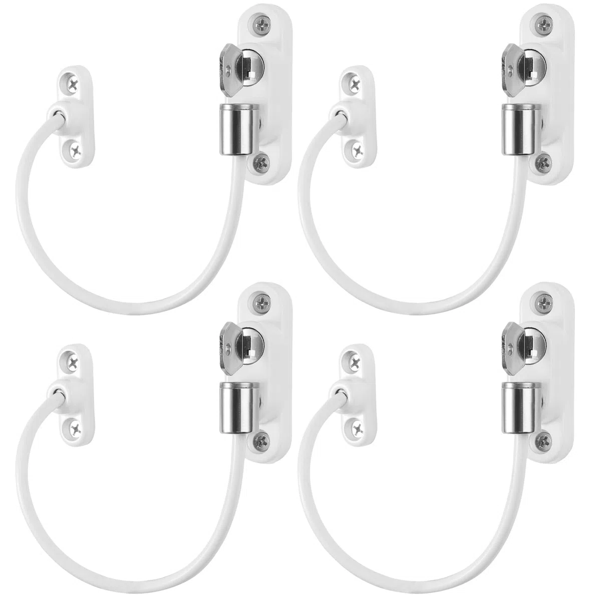 Neoteck 4PCS Cavo Limitatore di Apertura Porta e Finestra UPVC con Blocco Serratura di Sicurezza per Bambini Sicurezza di Finestra Include con Chiavi e Viti