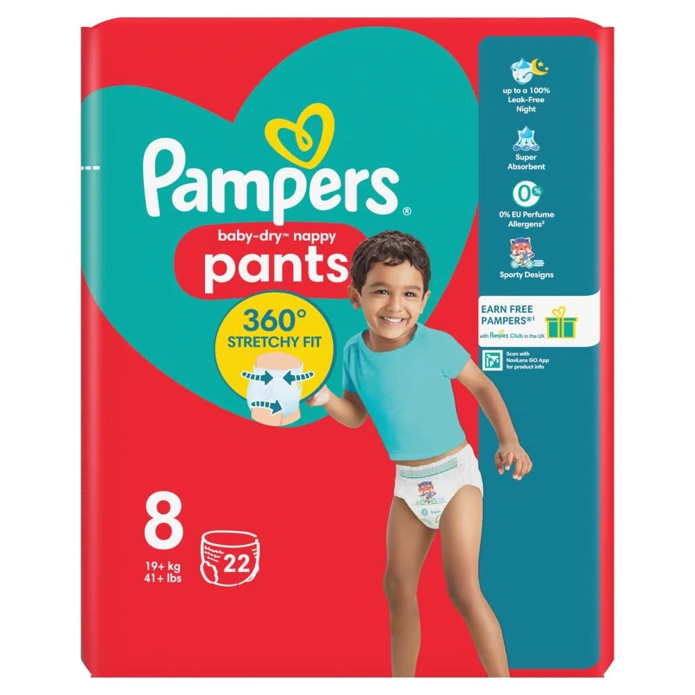 Pampers Baby-Dry Pannolino Taglia 8, 22 Nappies, 19 kg + Essential Pack