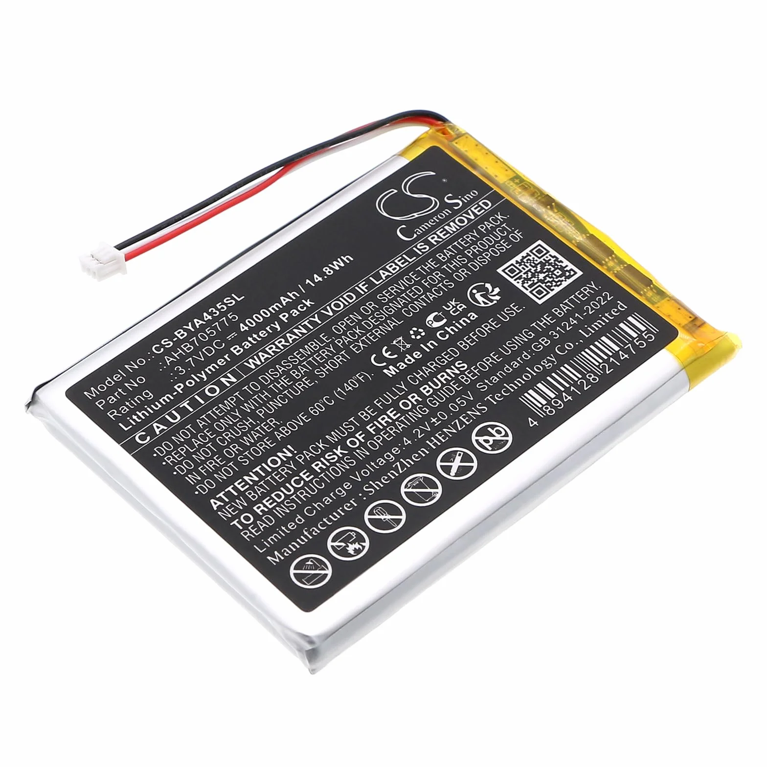 Batteria di ricambio per Babymoov A014426, A014433, A014435, Babyphone Yoo Go+ HD, Babyphone Yoo Master +, Babyphone Yoo Master+, Yoo Go +, Yoo Master + PN: AHB705775 4000mAh / 14,8Wh