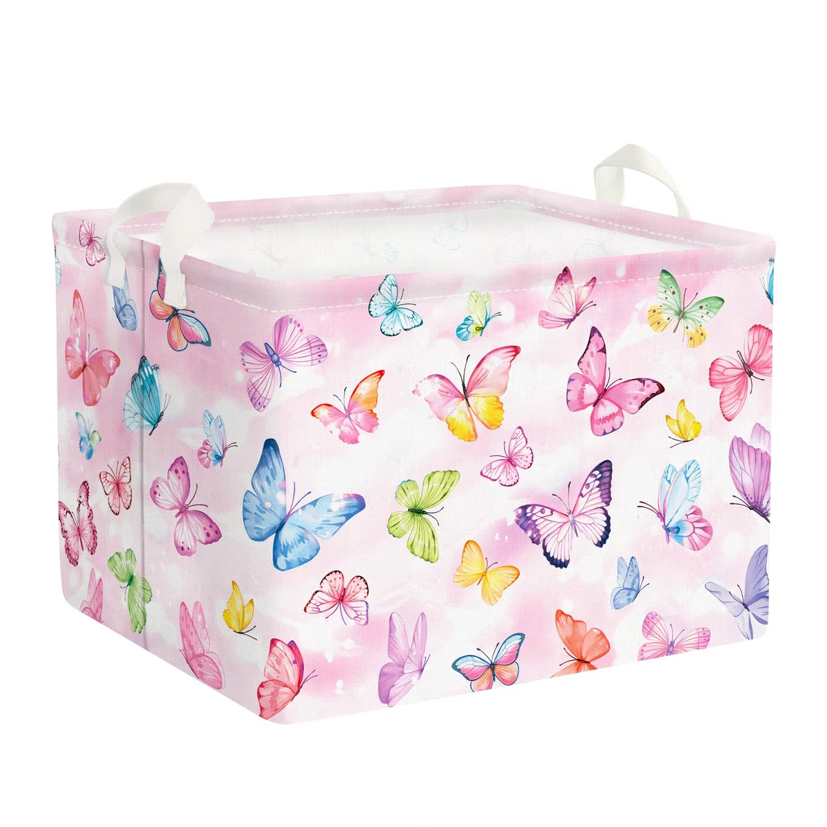 Clastyle Ceste Biancheria Bambini Farfalla Cestino Giocattoli Vestiti Impermeabile per Donna Ragazza Cestino Portaoggetti per Bagno Cameretta Bucato, Rosa, 40x30x30 cm