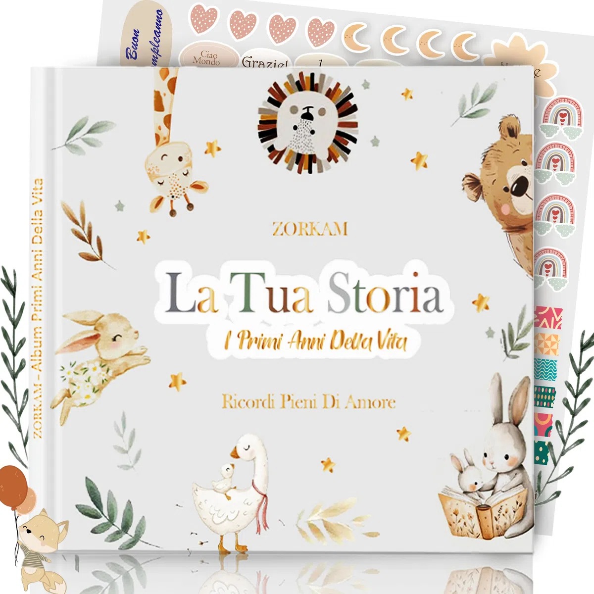 Album Ricordi Neonato - Album Nascita Bambino Bambina Fino a 5 Anni Di Vita stile Neutro- Regalo da Costudire per Sempre-Ottima Idea regalo nascita bimbo bimba Baby shower-Foto e scritte 80 P
