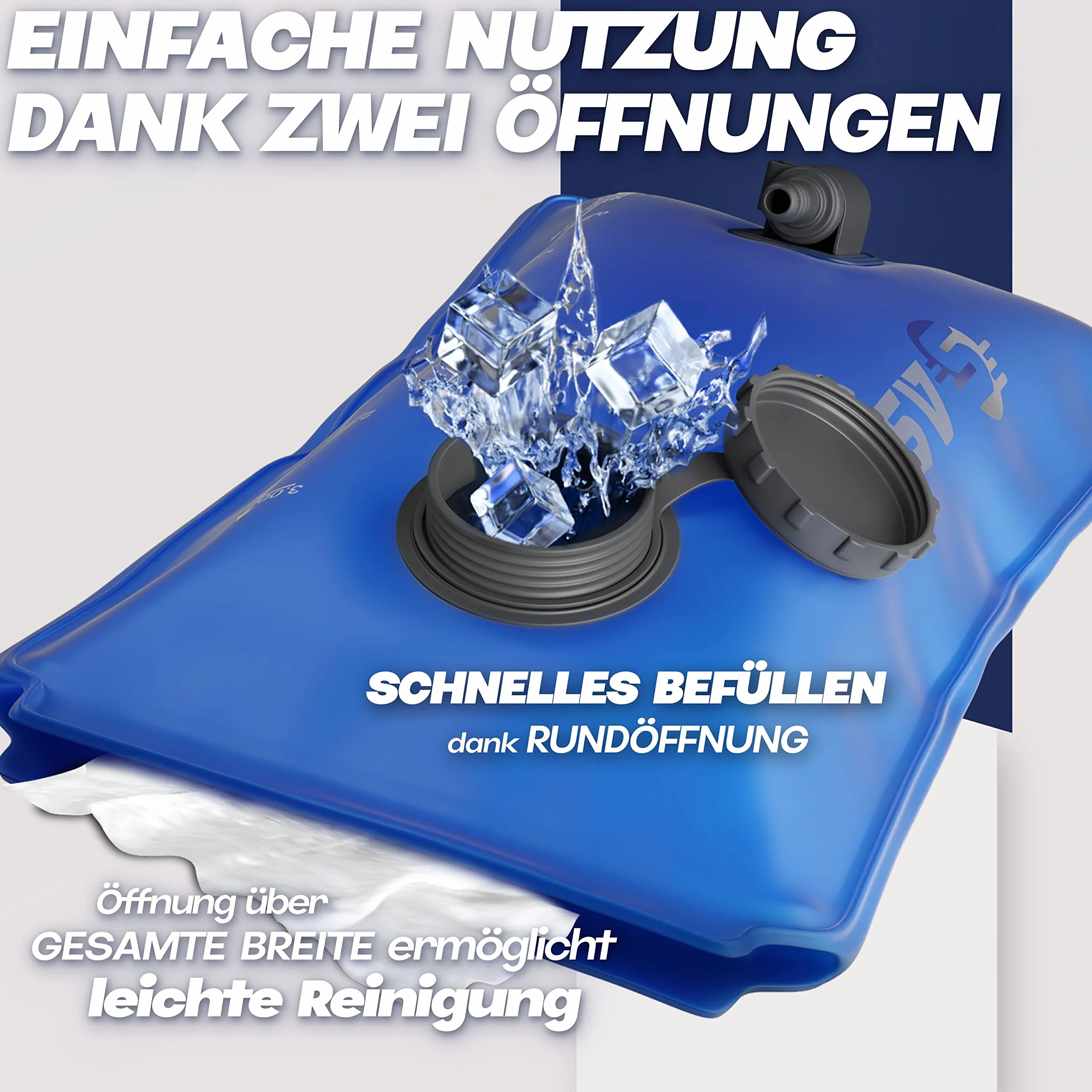 SASMO Bolla d'acqua da 2 l e bolla per bere da 3 l con 2 aperture, rinforzata con materiale resistente agli strappi, 2 l, borsa per zaino con tubo, ultraleggera, zaino per bolla d'acqua, escursionismo