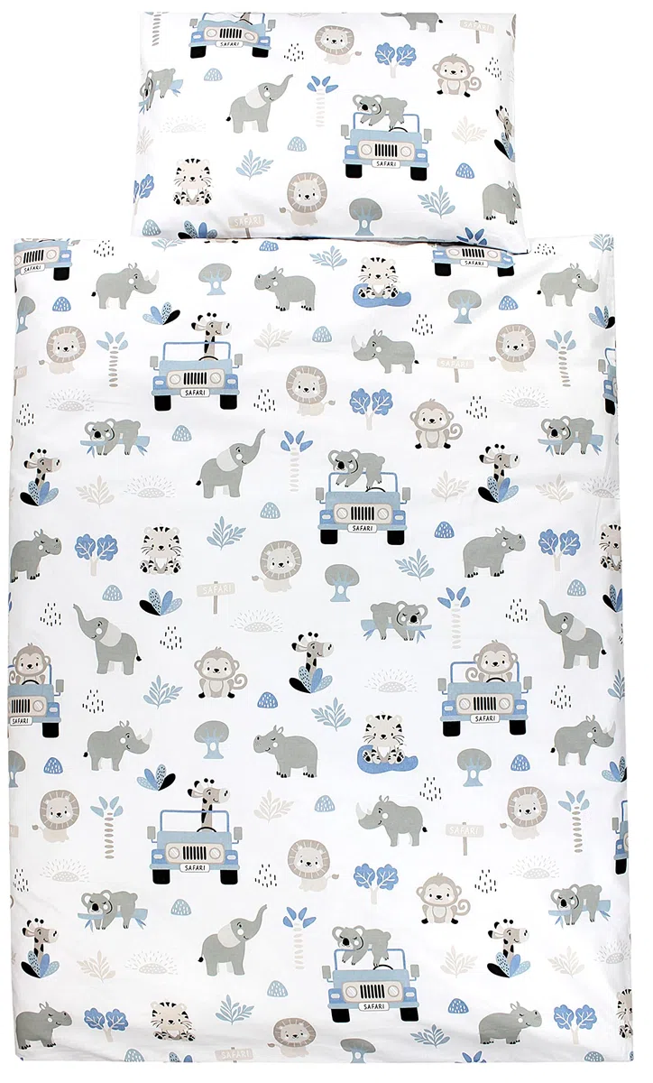 TupTam Biancheria da letto per bambini Ragazzi Ragazze Set 2 pezzi 100 x 135 cm + 40 x 60 cm, Zoo Blu, 120x90 cm