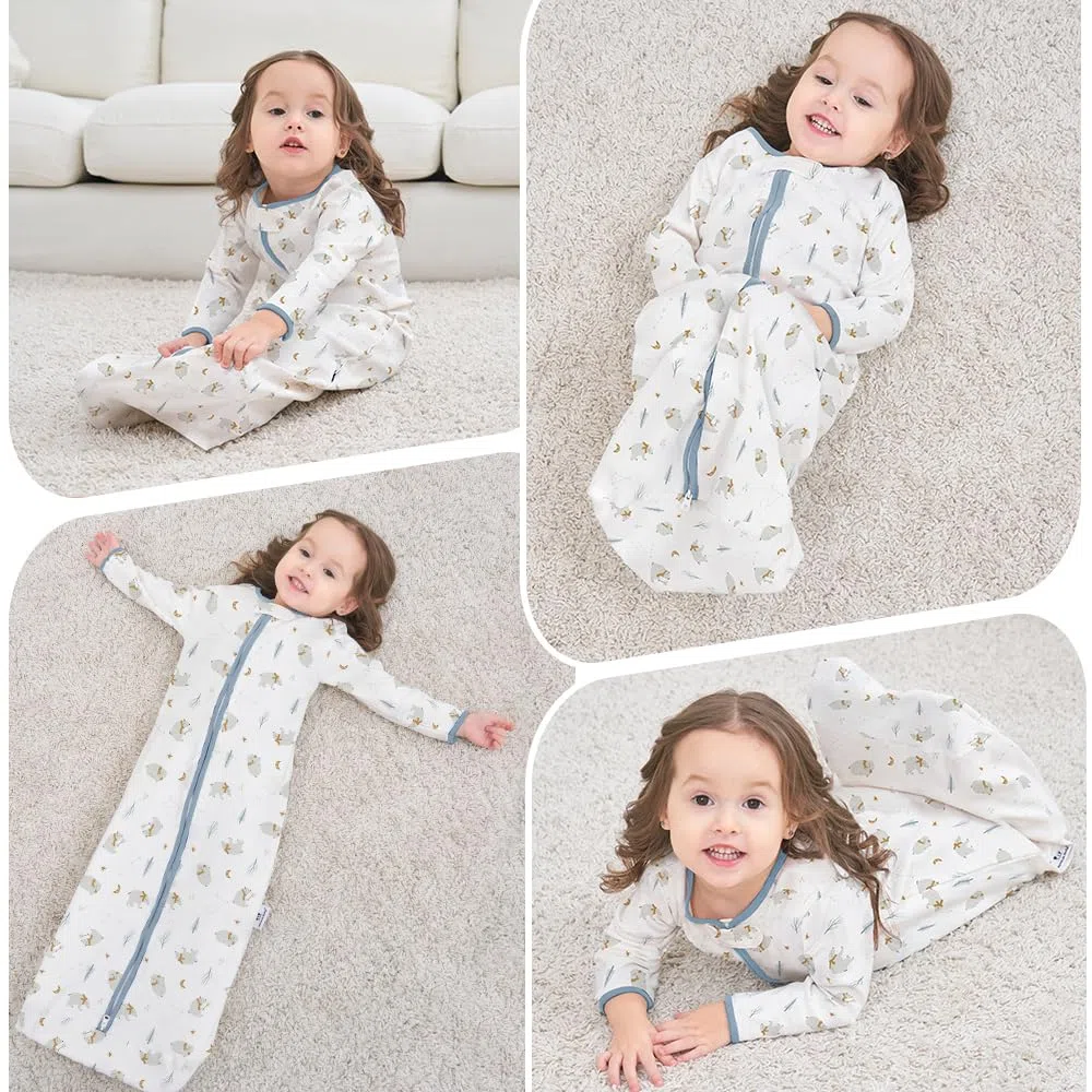 Miracle Baby 2 Pezzi Sacco nanna portatile in 100% cotone, a maniche lunghe,ceniera, per bambini da 0 a 18 mesi