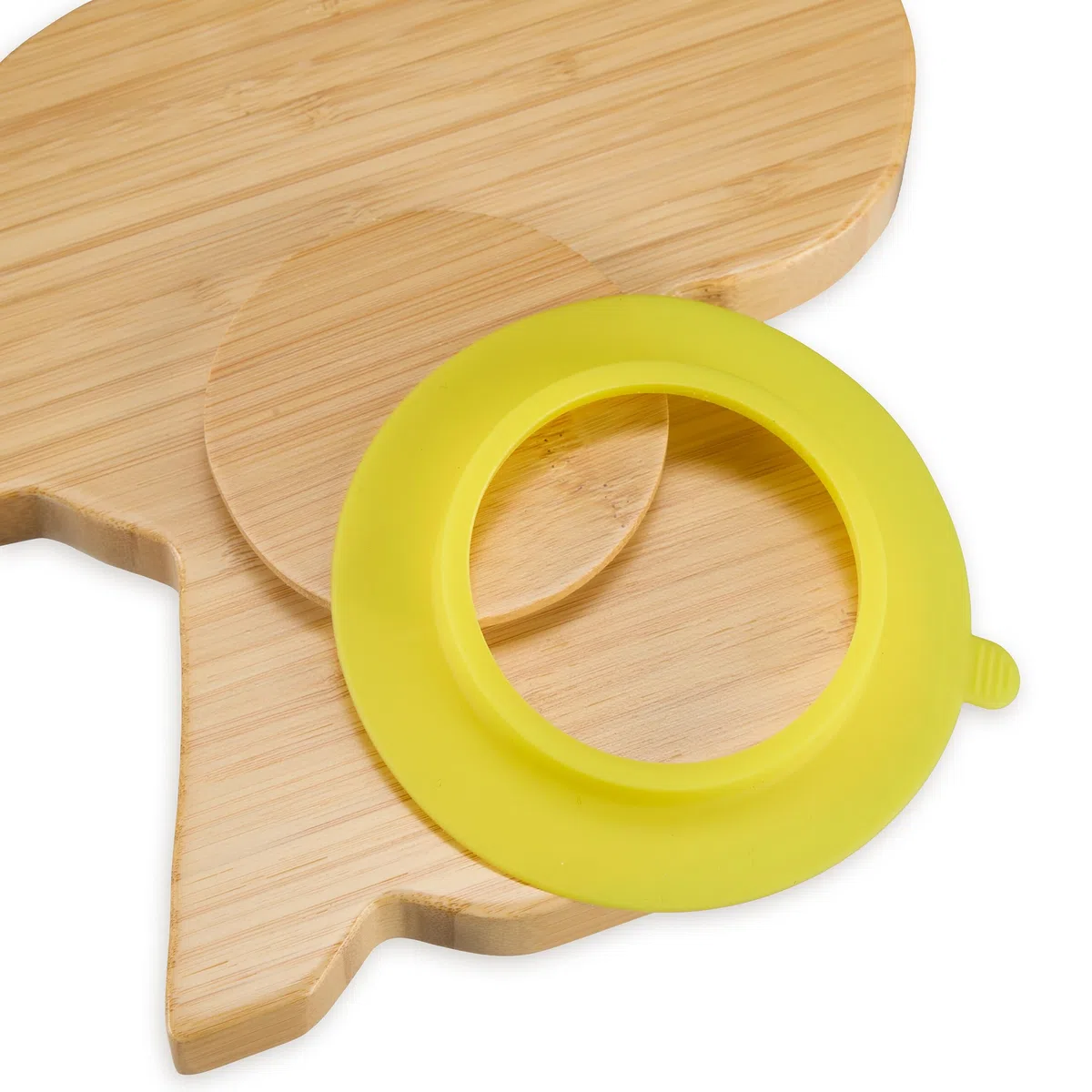 Relaxdays Piatto con Ventosa per Bambini, Piattino Pappa Svezzamento Neonati, 3 Scomparti Forma Elefante bambù, Naturale
