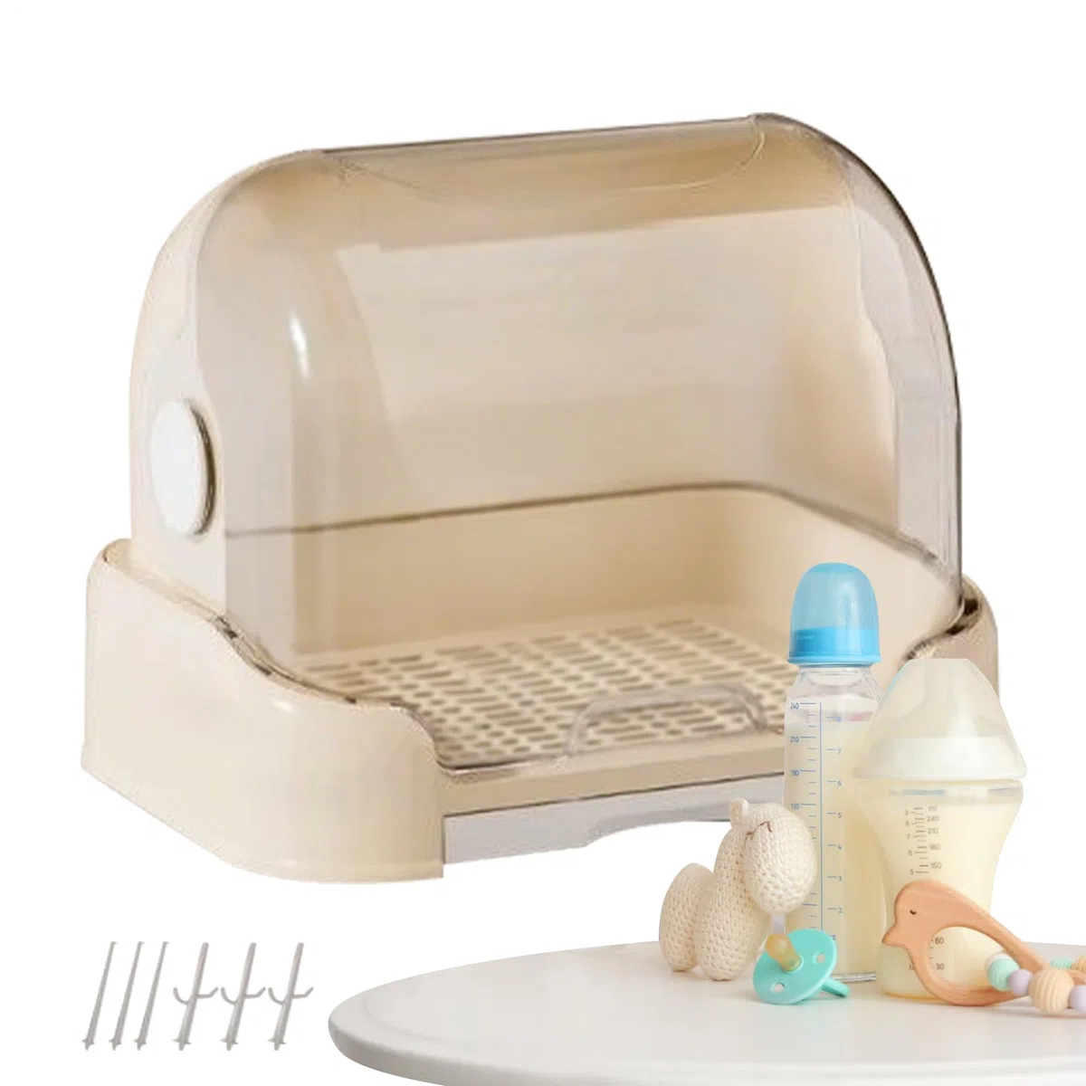 Organizzatore per Biberon,Organizzatore Asciugabiberon con Coperchio Rimovibile - Contenitore Rimovibile per Ciucci e Stoviglie da Appendere a Mobile o Piano Cucina