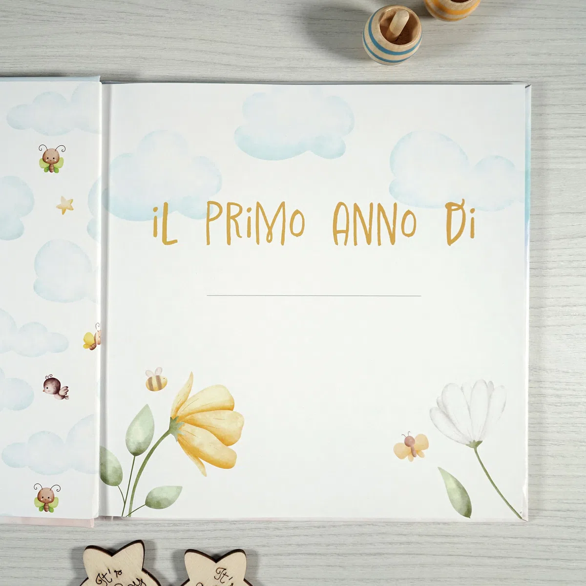 Album primo anno bambino, Libro nascita con copertina personalizzabile, Album dei ricordi, Album primo anno del bambino da compilare, Diario bebè da compilare (Italiano)