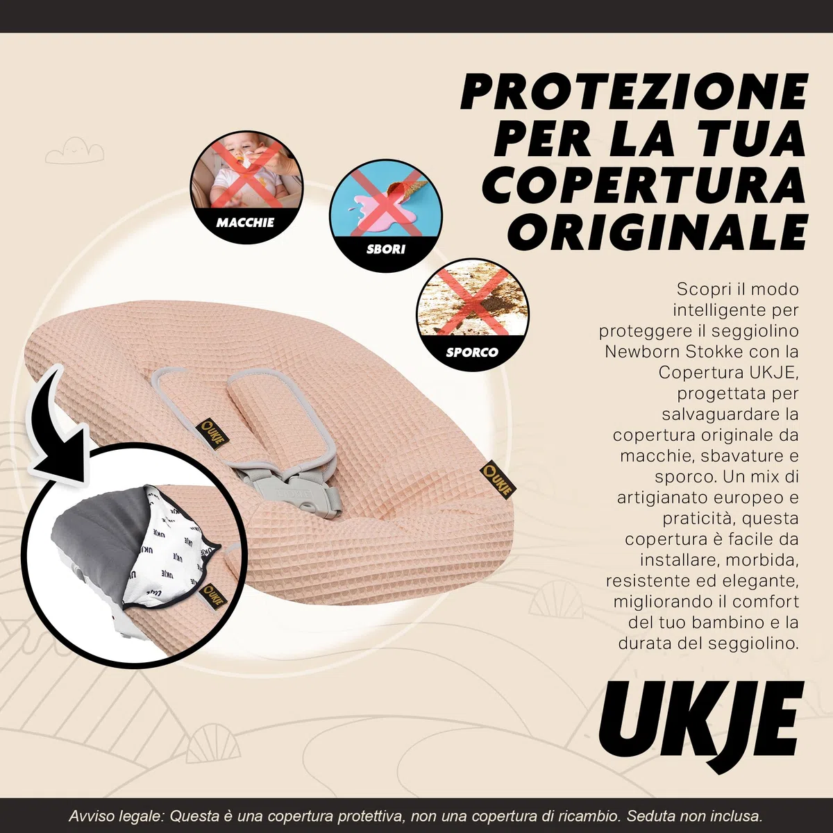 Custodia protettiva Ukje compatibile con Stokke per neonati con pad per cinture | Accessori per seggiolone | Copertura in tessuto per seggiolini per neonati e bambini | Realizzata a mano in Europa