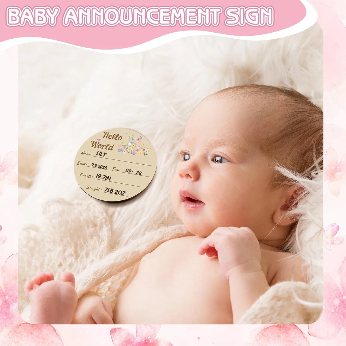 GSrenyu Coperta in flanella per bambini, con stampa floreale e fiocco, per neonati, ragazzi e ragazze, include cornice in feltro